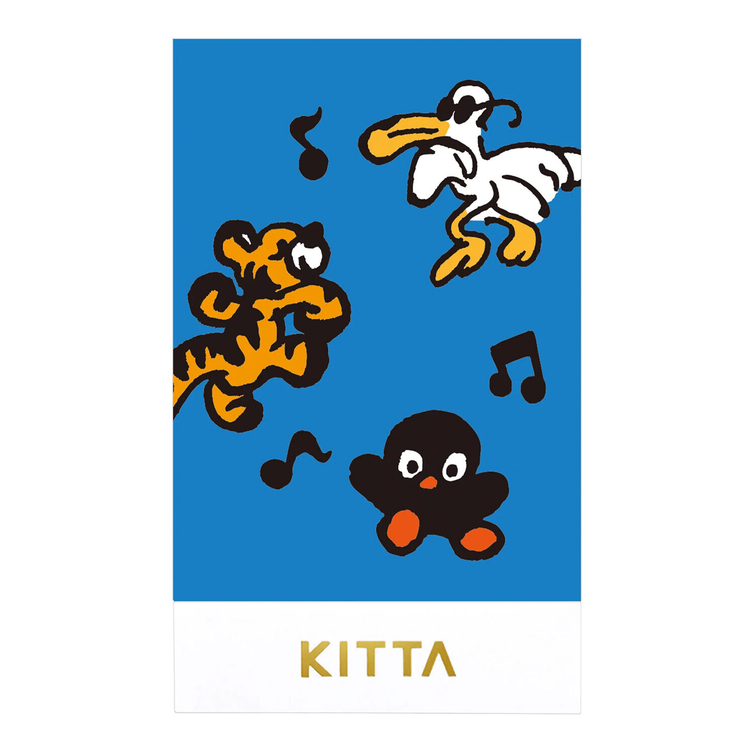 KING JIM／KITTA隨身攜帶紙膠帶 燙金郵票貼紙／朋友