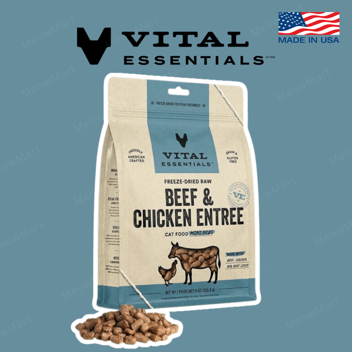 Vital Essentials 凍乾牛肉+雞肉迷你肉粒 (8oz / 12oz)