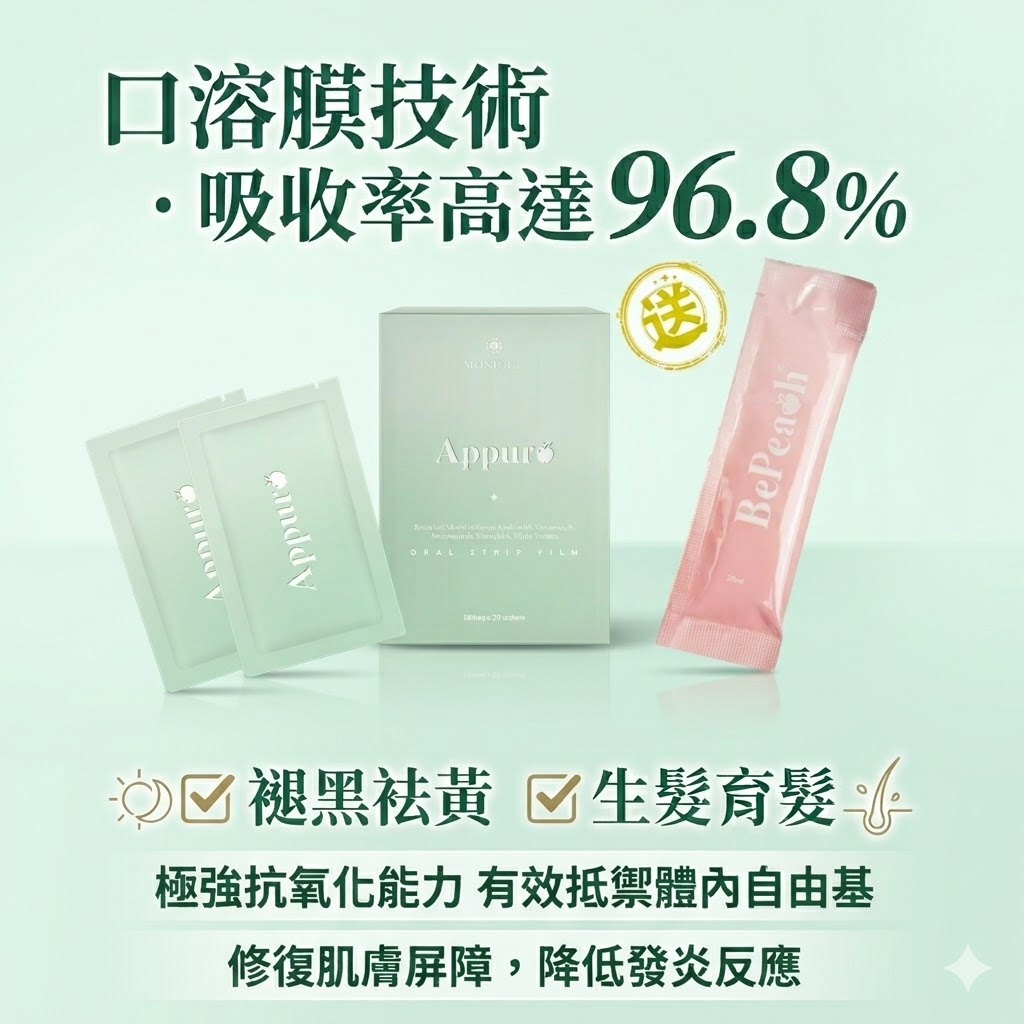 【Appura 青蘋果美白育髮口溶片 (1盒380mg *30包)】