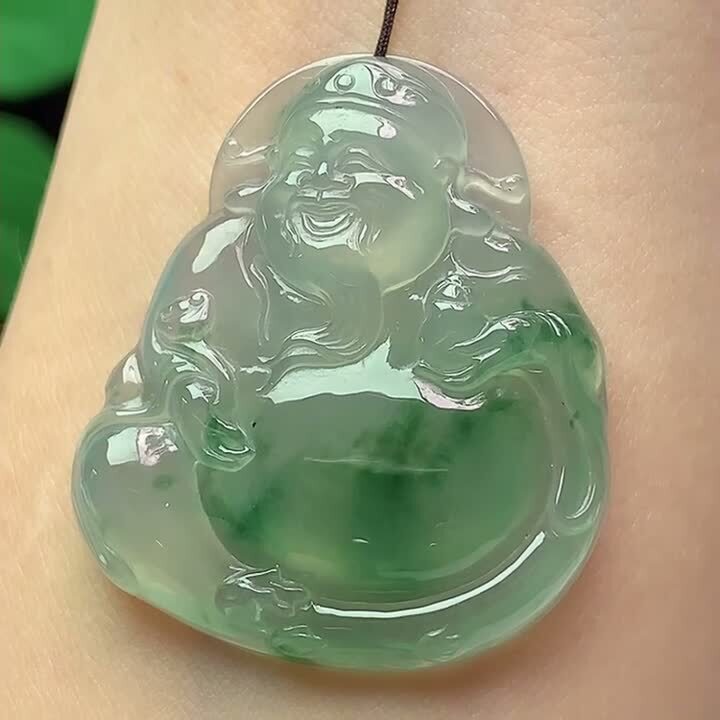 翡翠冰種飄花財神,天然翡翠A玉, 緬甸玉, Jade, Jadeite