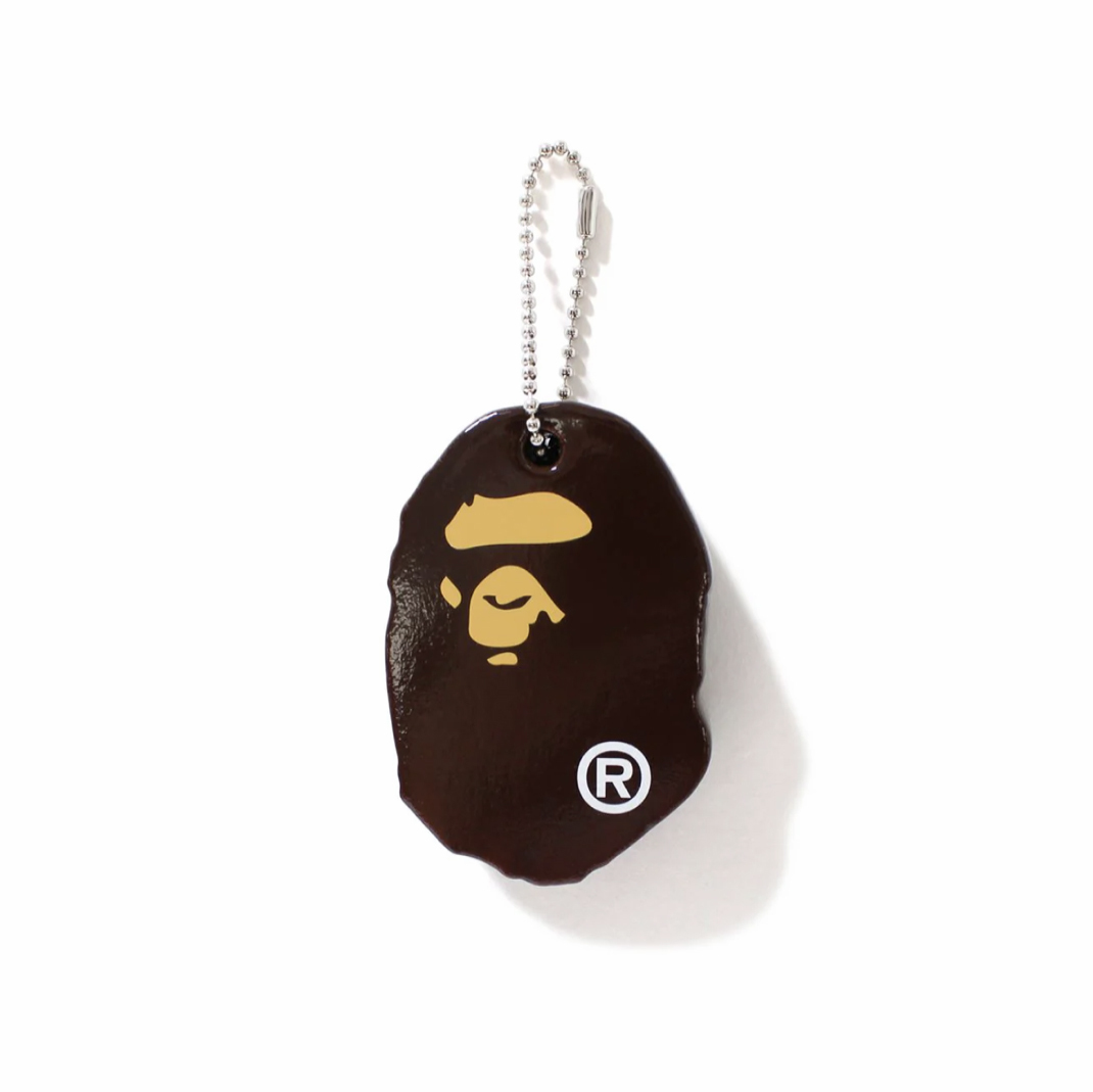 -（C014)-A BATHING APE BAPE APE HEAD KEYCHAIN 猿人頭 橡膠 鑰匙圈 咖啡色-1I70182023