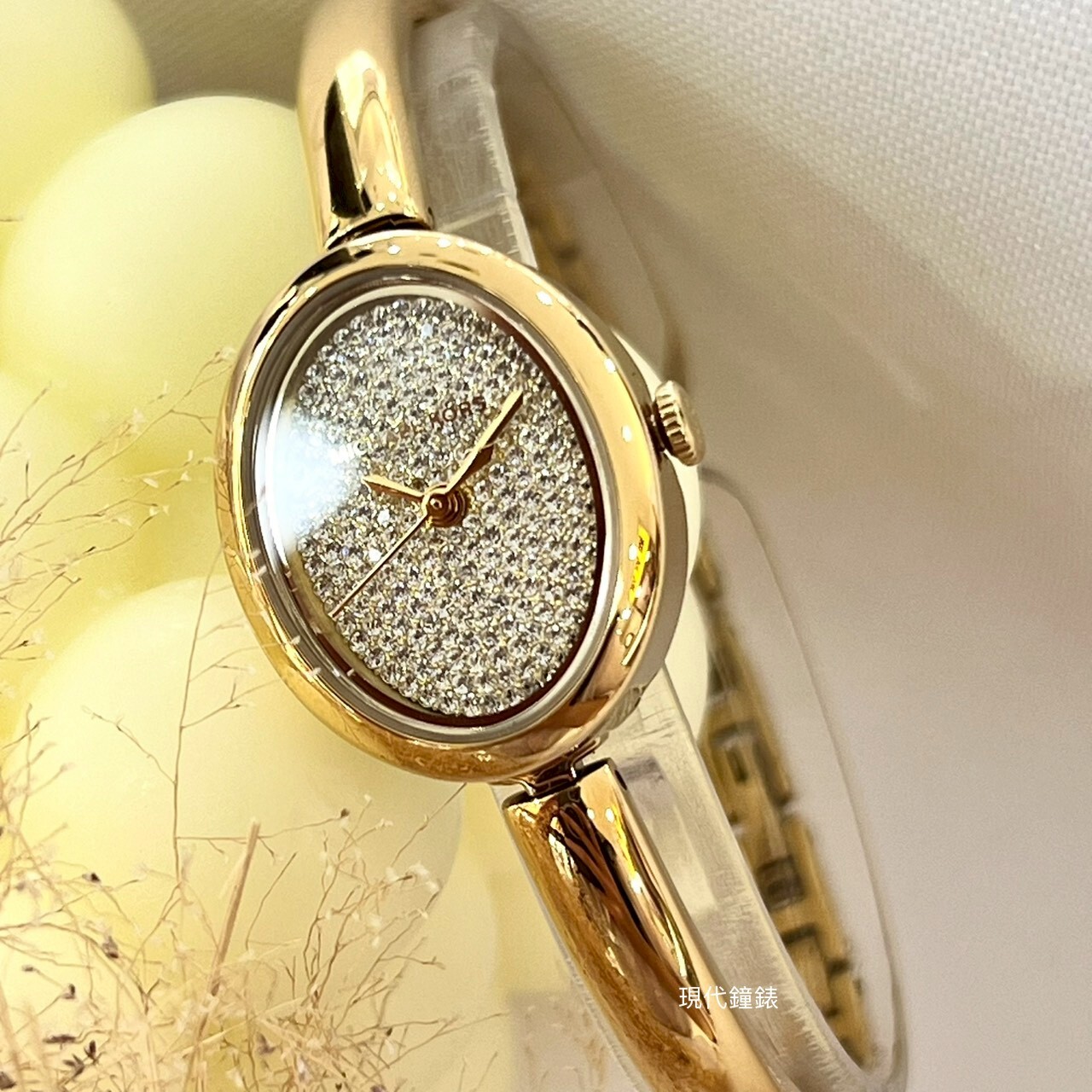 【MICHAEL KORS】流金橢圓晶鑽手鐲腕錶MK7593 21mm 現代鐘錶