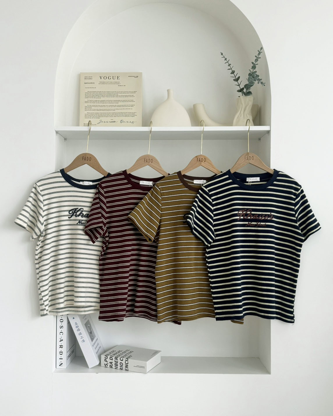 法朵Fado shop｜經典復古撞色條紋棉 T 0215163 四色