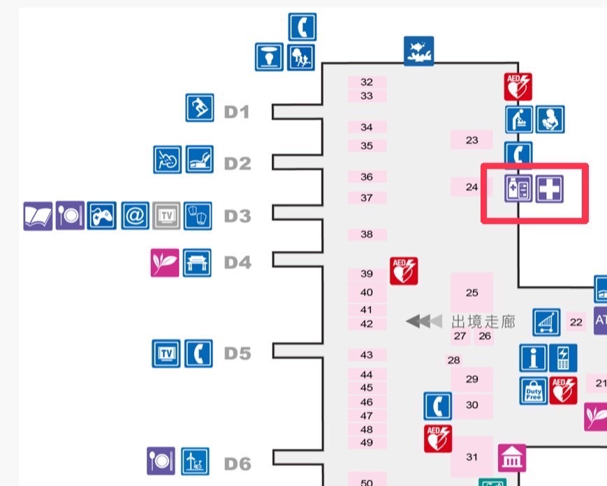 桃園機場第二航站D區櫃位地圖位置