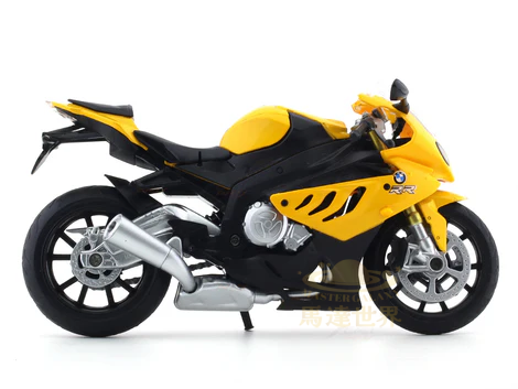 BMW S1000 RR 黃色 1:12 MSZ 壓鑄比例模型摩托車
