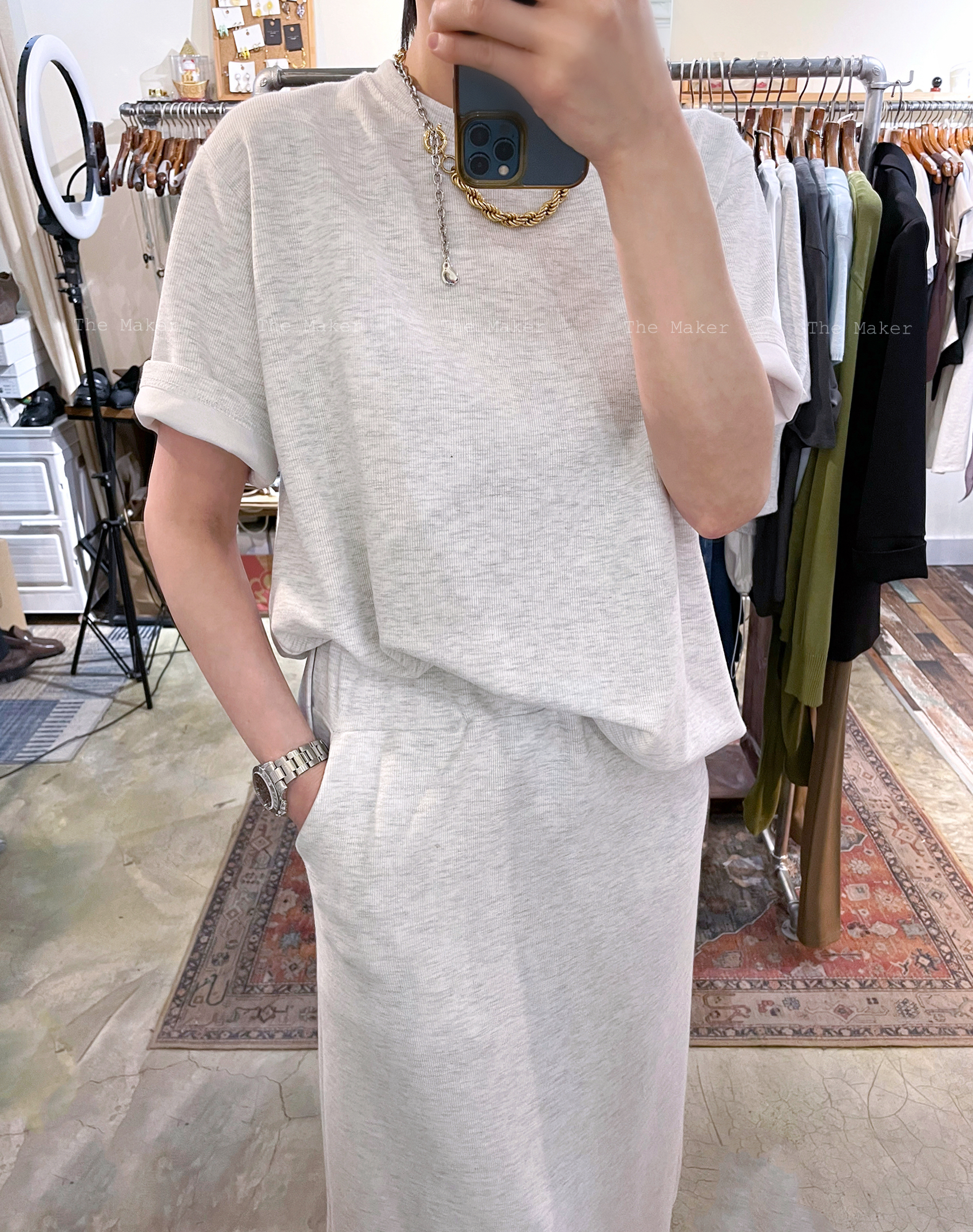 🍑 COTTON 舒服上衣半截裙套裝 🍑