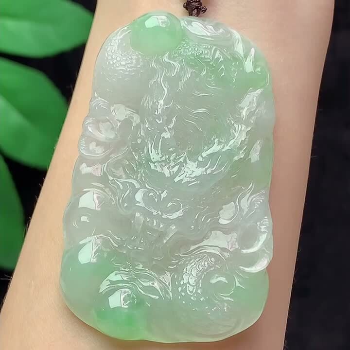 翡翠飄綠龍牌,天然翡翠A玉, 緬甸玉, Jade, Jadeite