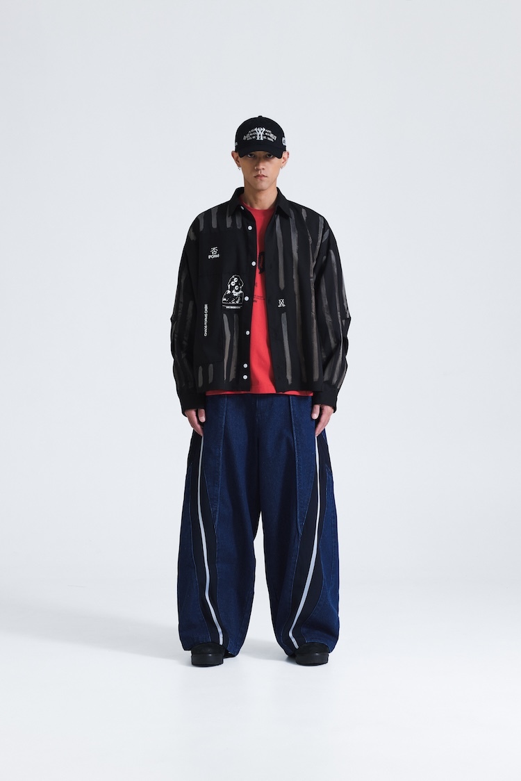 Wall of Sound - 7:03/“TWIST” WIDE LEG TRACK PANTS (DENIM VER.) - ONE WASH