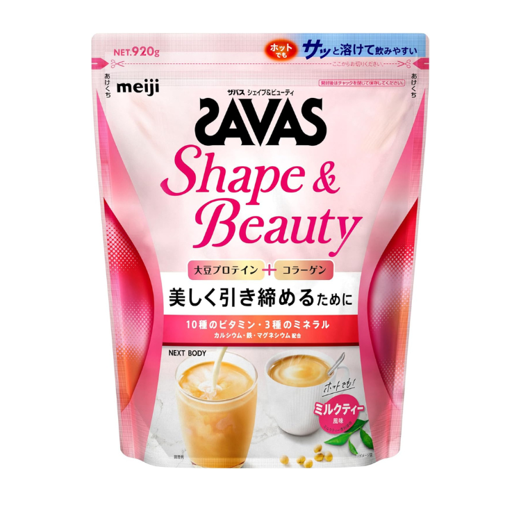明治 SAVAS 減重肌美大豆蛋白質粉 920g 大容量 奶茶風味 膠原蛋白添加