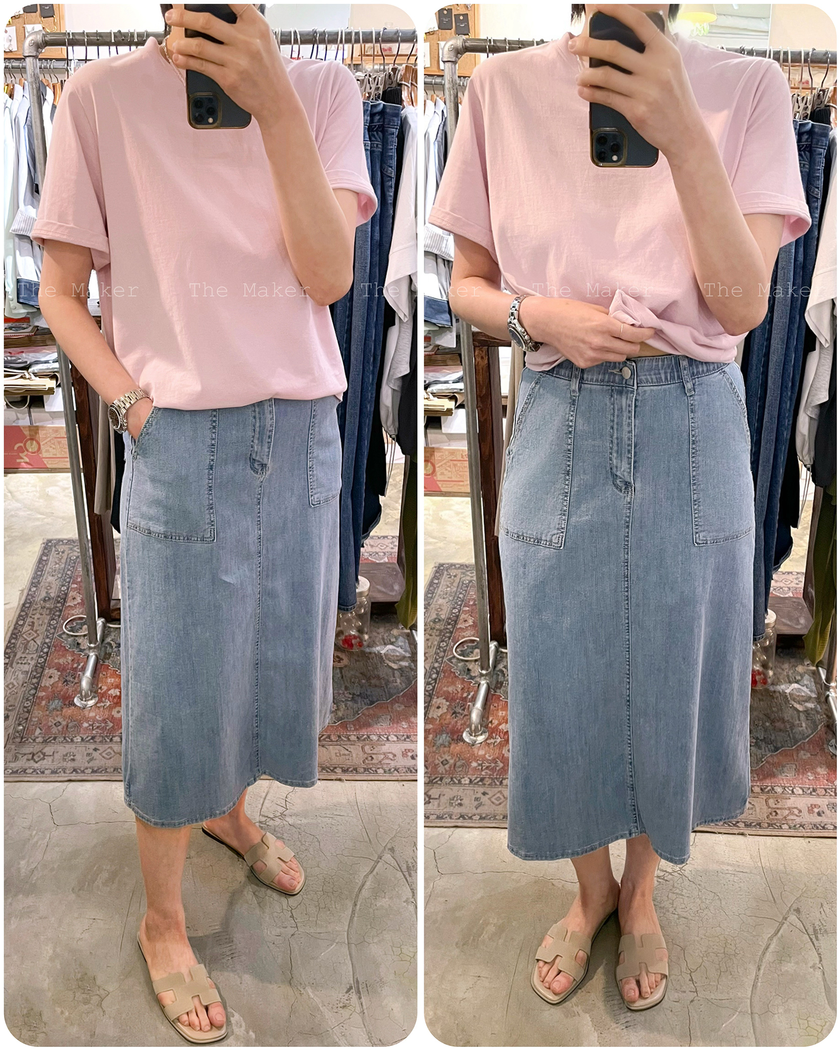 👒 清涼薄料牛仔半截裙 👒