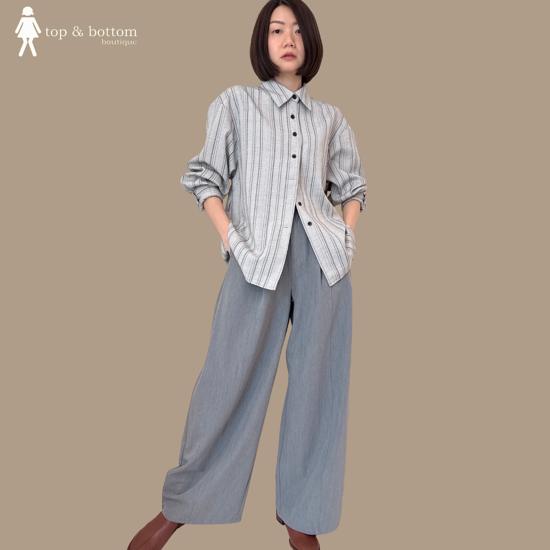 LONG SLEEVE STRIPED SHIRT WITH RIBBON BELT