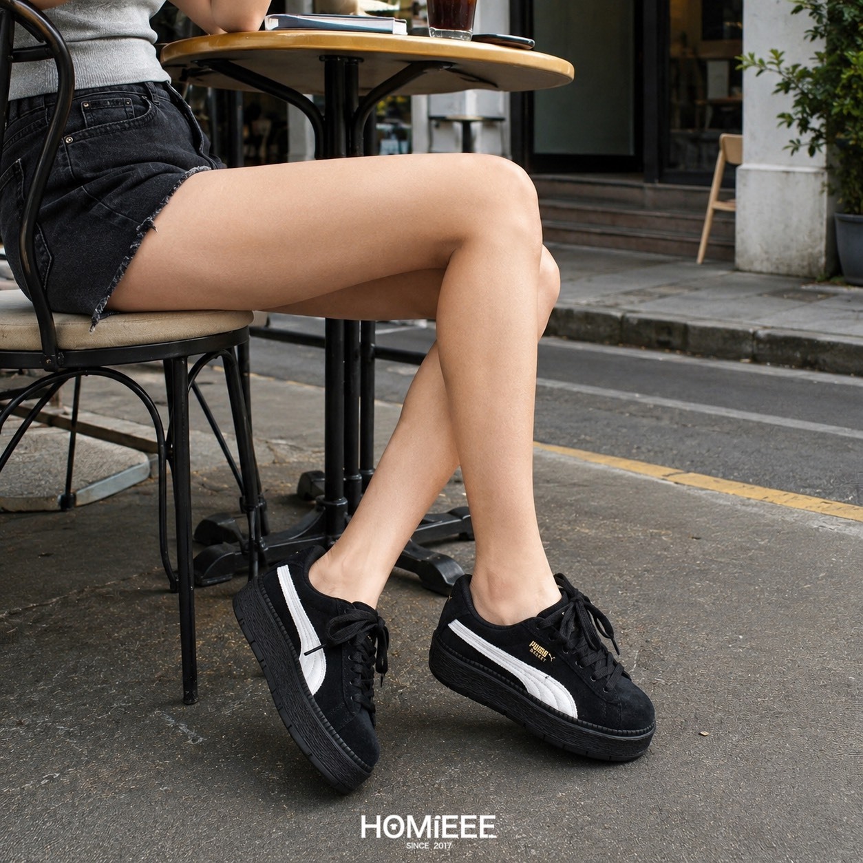 Puma Platform Trace V 麂皮 厚底 鬆糕鞋 黑色 女鞋 [372613-01]