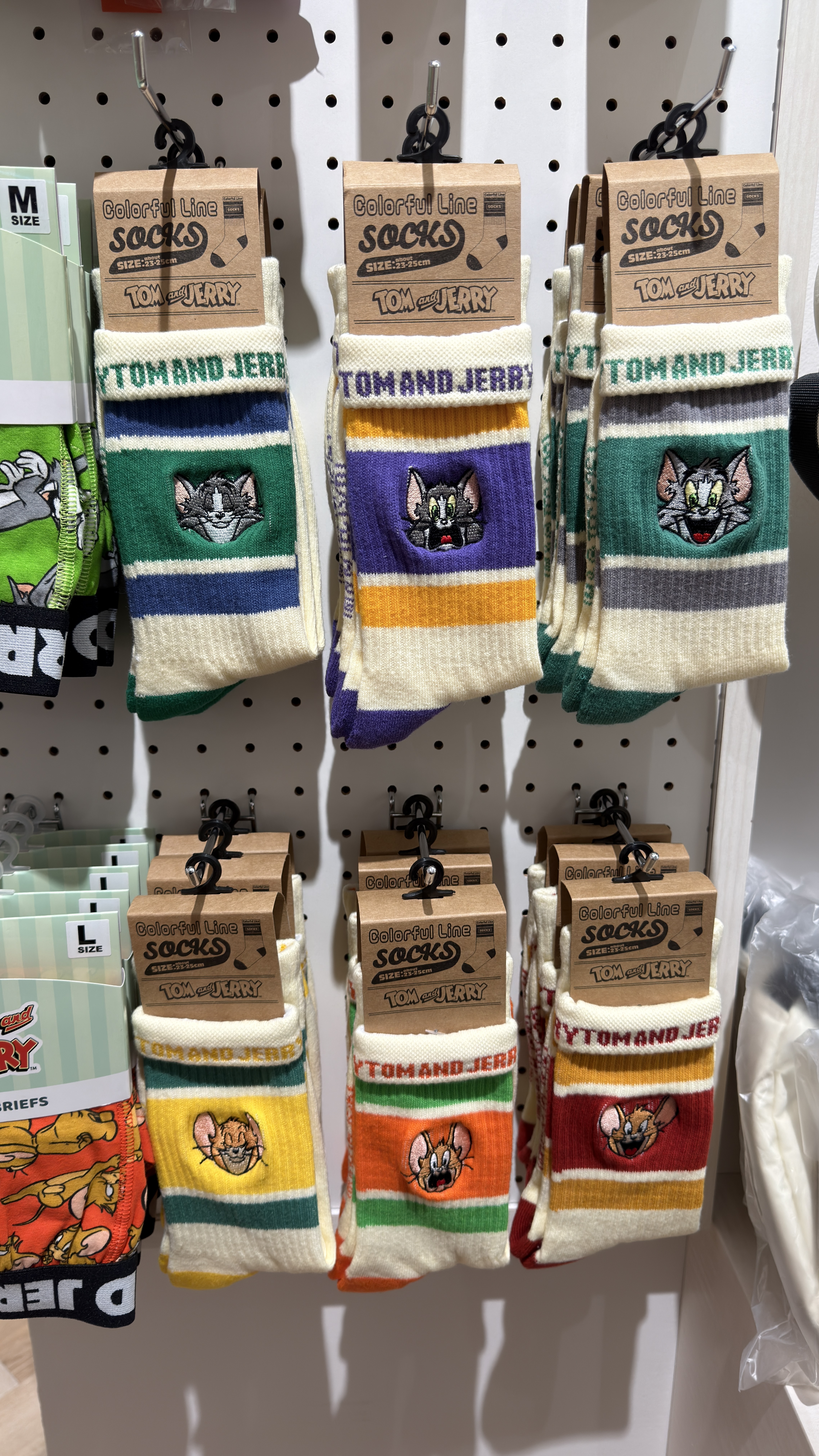 【現貨】湯姆與傑利  刺繡圖像復古條紋襪 中筒襪