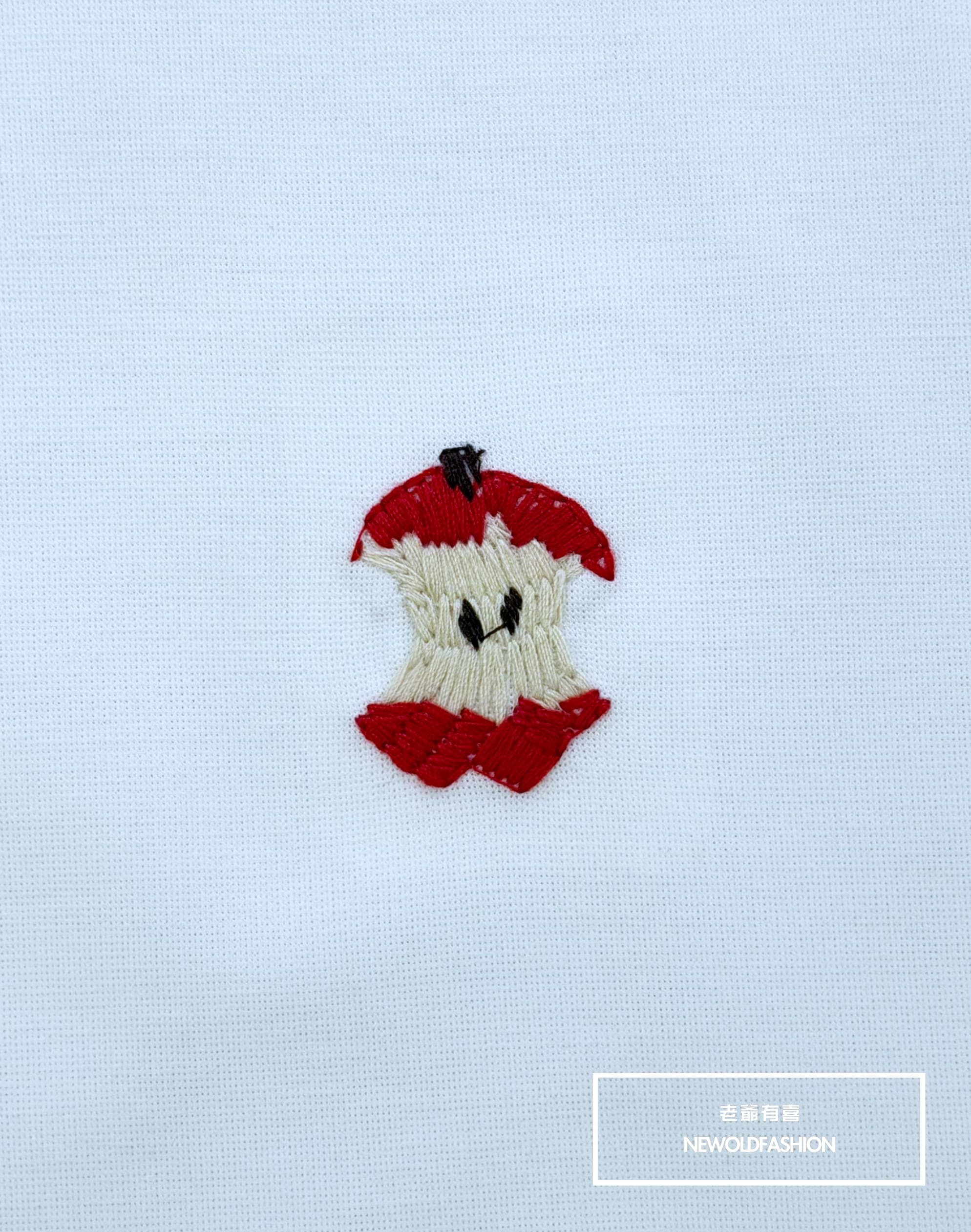 『新品上市』重磅殘果刺繡棉短T(NOF2605582817)-白
