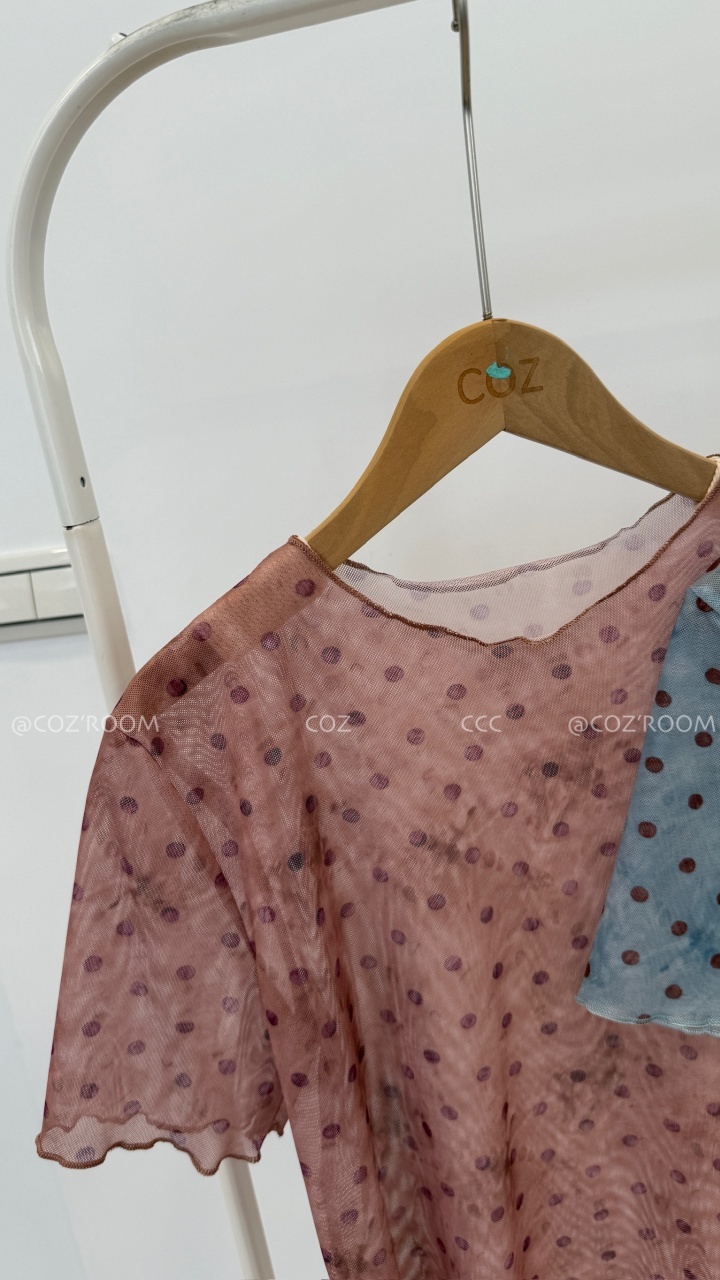 (3件5折) 彩點點透膚打底上衣 3colors _9906-1