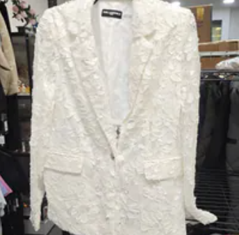 [S] KARL LAGERFELD SOFT WIHTE LACE BLAZER, L6CCPD19-SW9 (SKL1689)