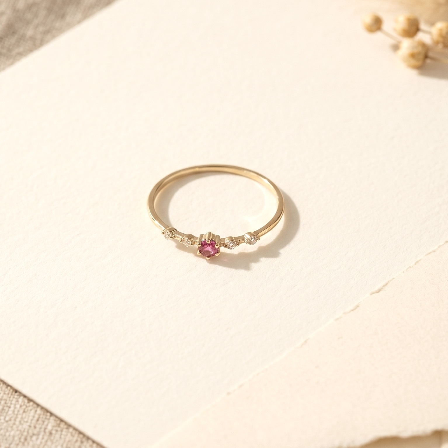 18K Gold Spinel Diamond Ring