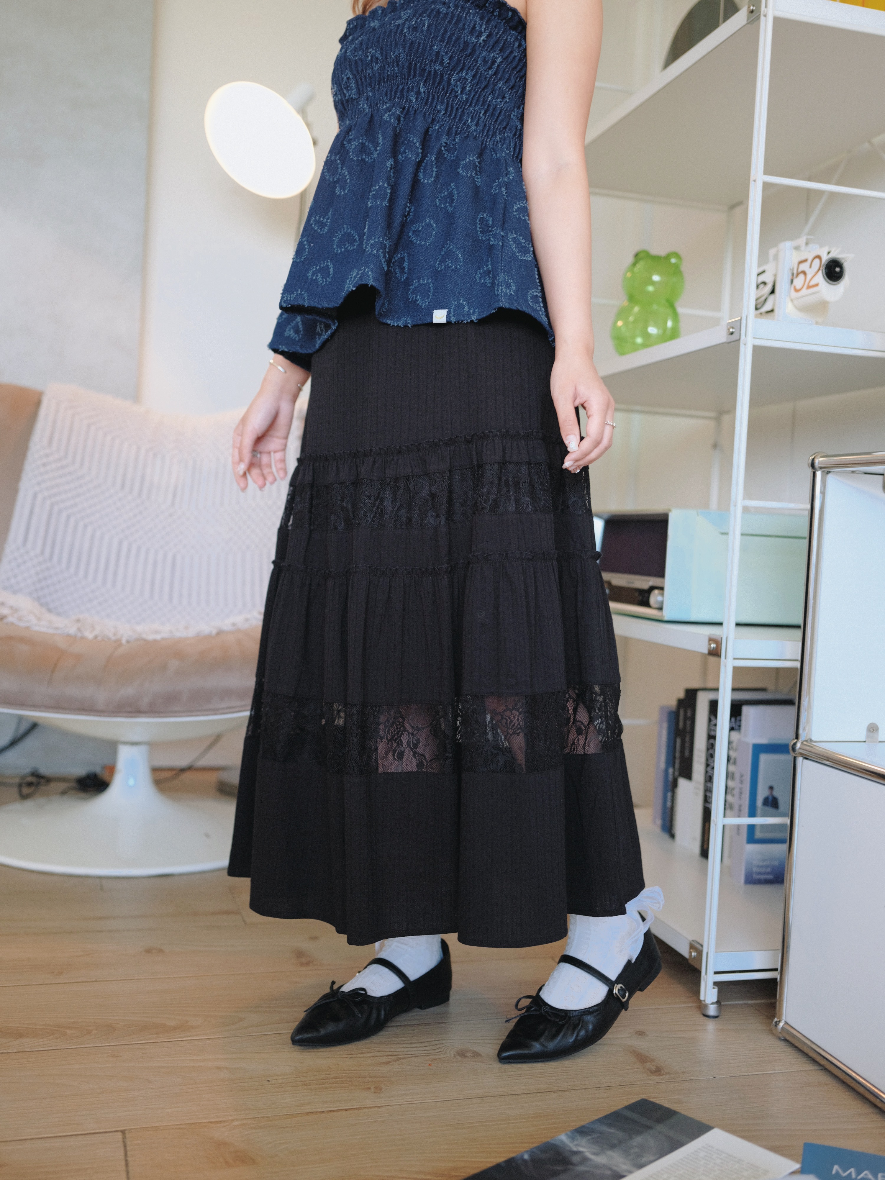 兩色 / 法式蕾絲透膚間層蛋糕裙 / Romantic Sheer Lace Tiered Skirt