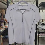 [S] DKNY WHITE/BLACK COURT PIQUÉ PIPED HALF-ZIP POLO, DP6T1636-WHB (SD2051)