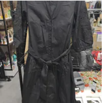 [S] KARL LAGERFELD BLACK EYELET HEM SHIRT DRESS, LD6Y0L91-BLK (SKL1695)