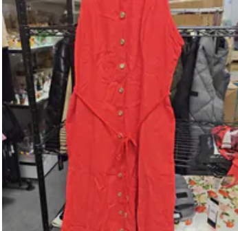 [S] KARL LAGERFELD TOMATO SLEEVELESS BUTTON DRESS, LD6NAN64-TOM (SKL1697)