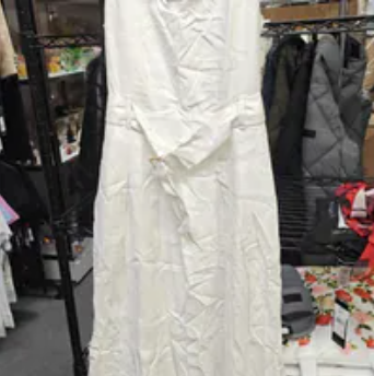 [S] KARL LAGERFELD SOFT WHITE SLEEVELESS BELTED DRESS, LD6N0P27-SW9 (SKL1698)