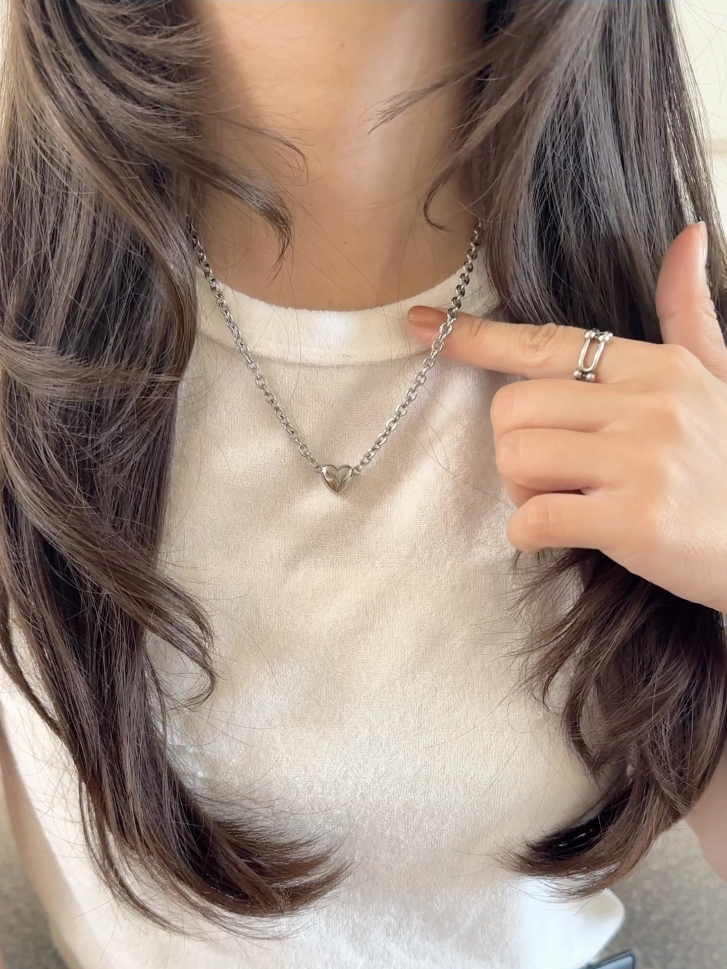 SS magnet heart lock necklace
