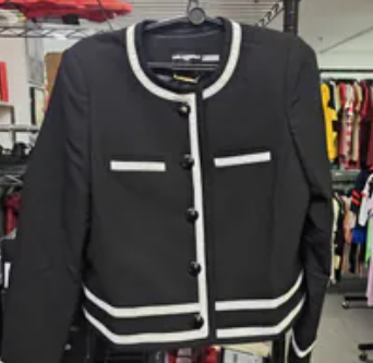 [S] KARL LAGERFELD BLACK WOMEN'S TRIM FIVE BUTTON JACKET, G64JN17A-BLK (SKL1700)