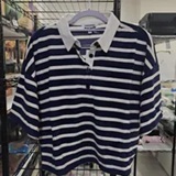 [S] DKNY PEACOAT/EGGNOG TOWELLING TERRY STRIPE BOXY POLO, DJ6T1764-FOU (SD2057)