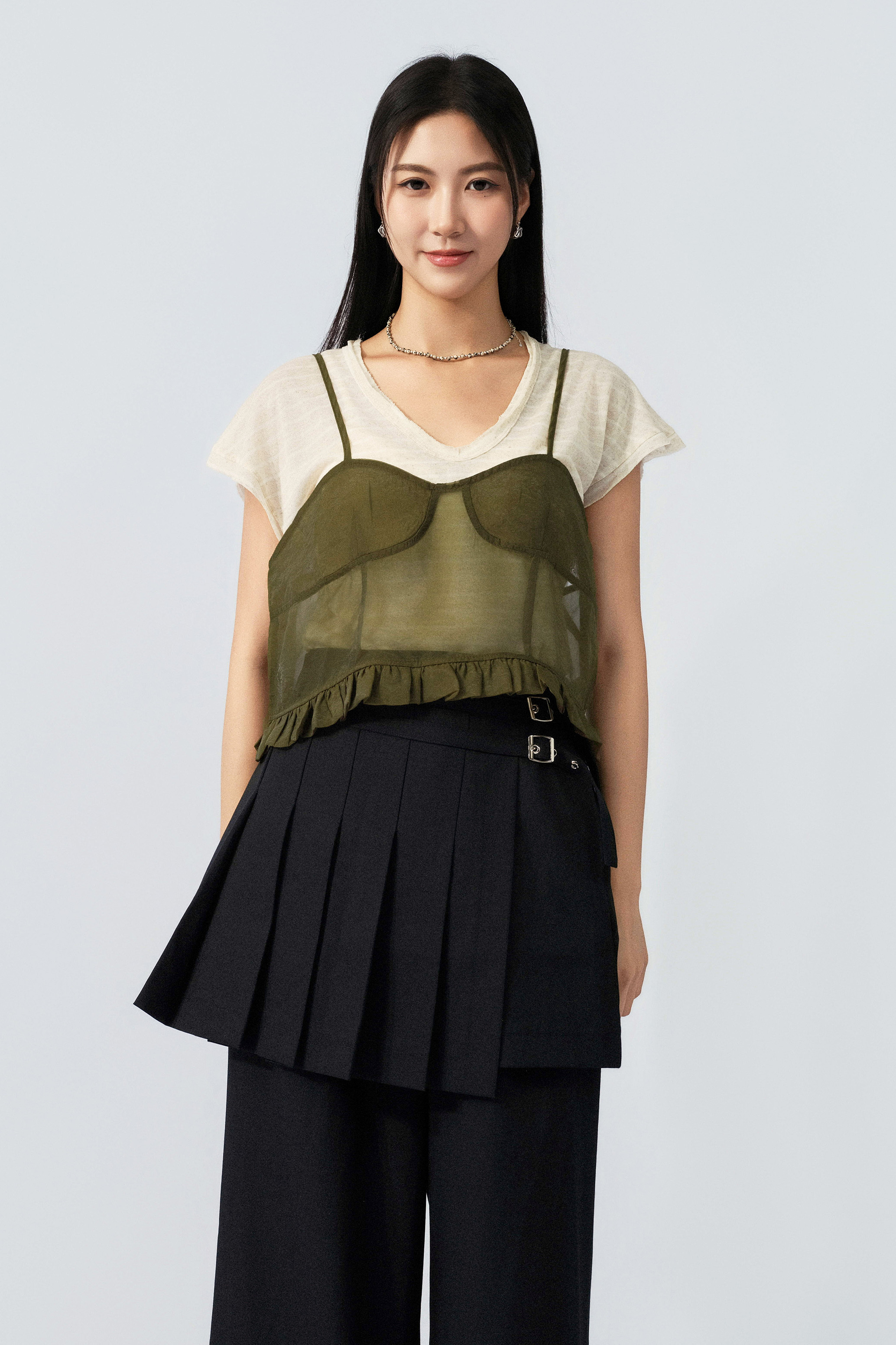 披邊軟薄針織棉tee (預購產品）