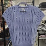 [S] DKNY FROST BLUE CHUNKY POINTELLE SHORT SLEEVE SWEATER, DJ6R0487-A4I (SD2062)