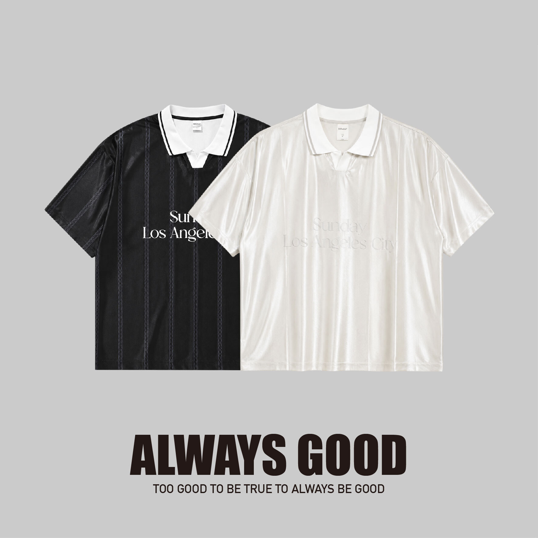 『Always_Good』條紋 撞色 POLO領 球衣