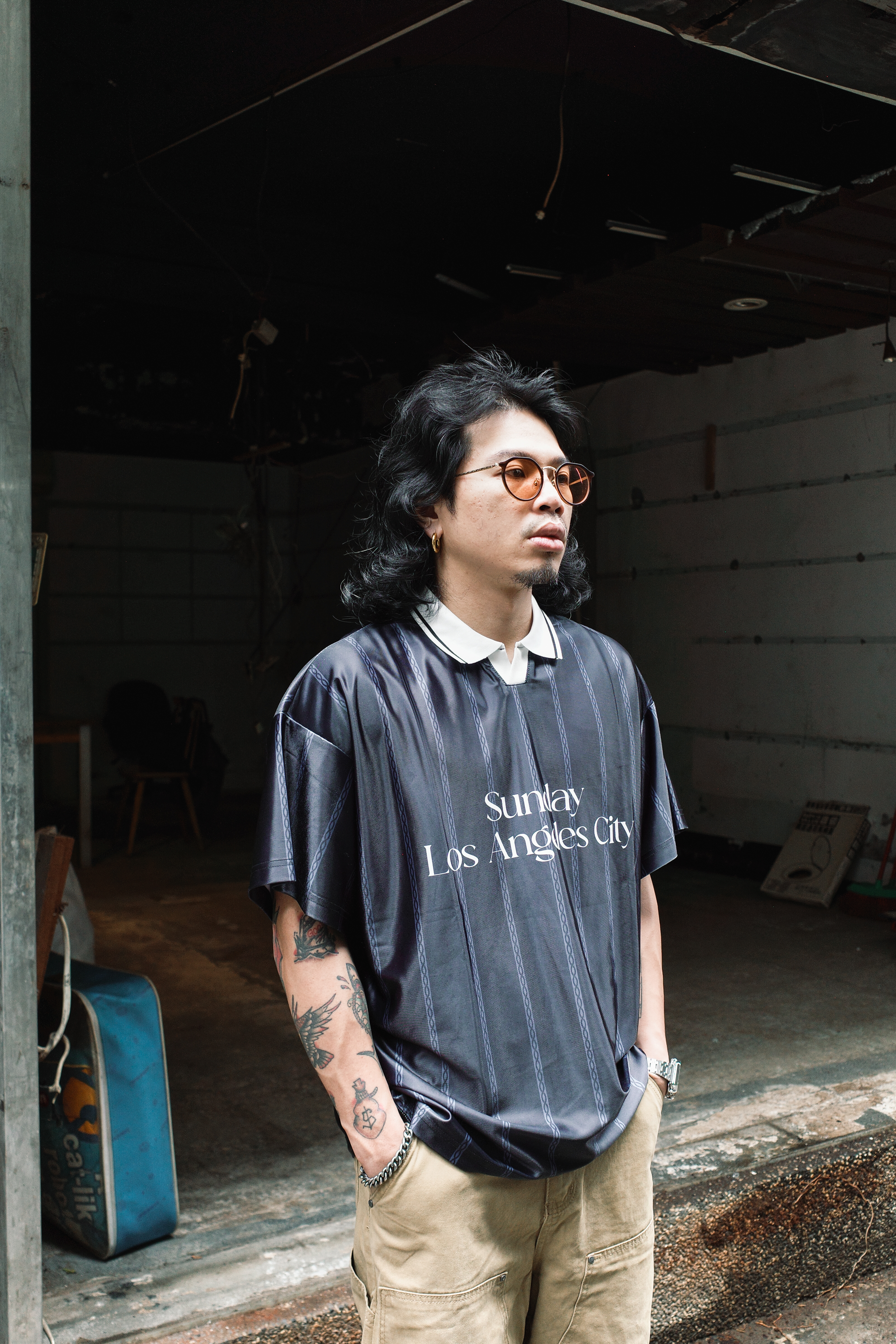 『Always_Good』條紋 撞色 POLO領 球衣
