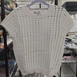 [S] DKNY EGGNOG CHUNKY POINTELLE SHORT SLEEVE SWEATER, DJ6R0487-G0H (SD2063)