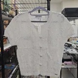 [S] DKNY IVORY LACE STITCH BUTTON FRONT CARDIGAN, DJ6R0280-IVY (SD2066)