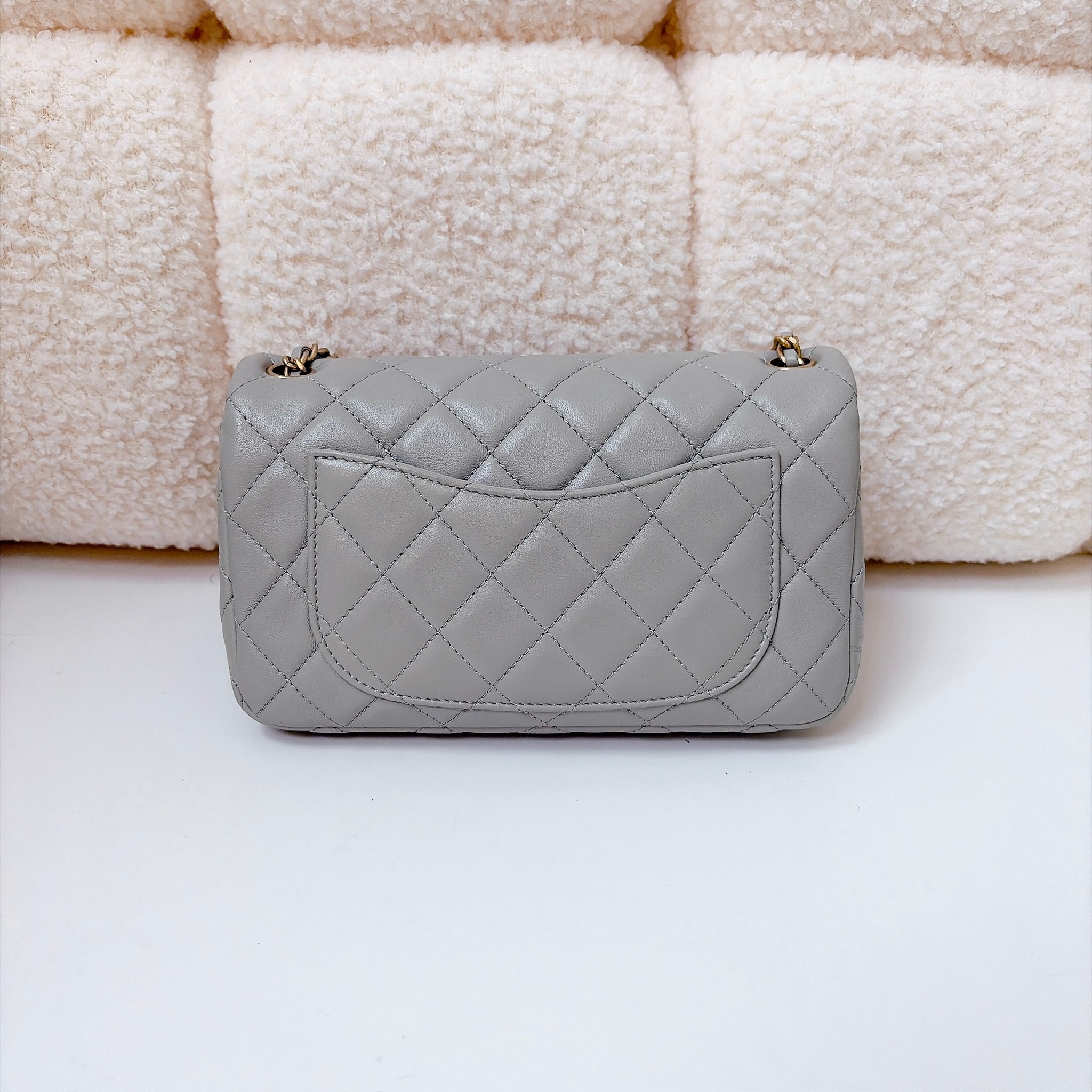 Chanel Pearl Crush Mini Rectangular Flap Bag - Light Grey / GHW