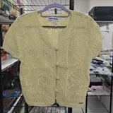 [S] DKNY PASTEL YELLOW LACE STITCH BUTTON FRONT CARDIGAN, DJ6R0280-F5R (SD2067)