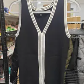 [S] KARL LAGERFELD BLACK/SOFT WHITE WOMEN V NECK SWEATER, L6DSSL76-XSF (SKL1710)
