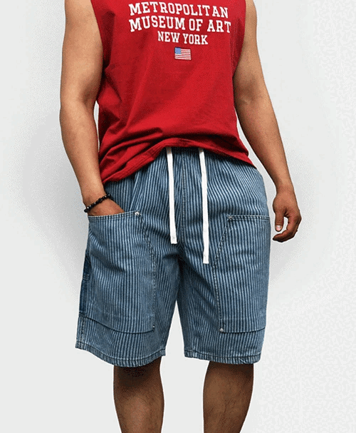 Pocket cargo denim shorts