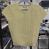 [S] DKNY PASTEL YELLOW CHUNKY POINTELLE SHORT SLEEVE SWEATER, DJ6R0487-F5R (SD2068)