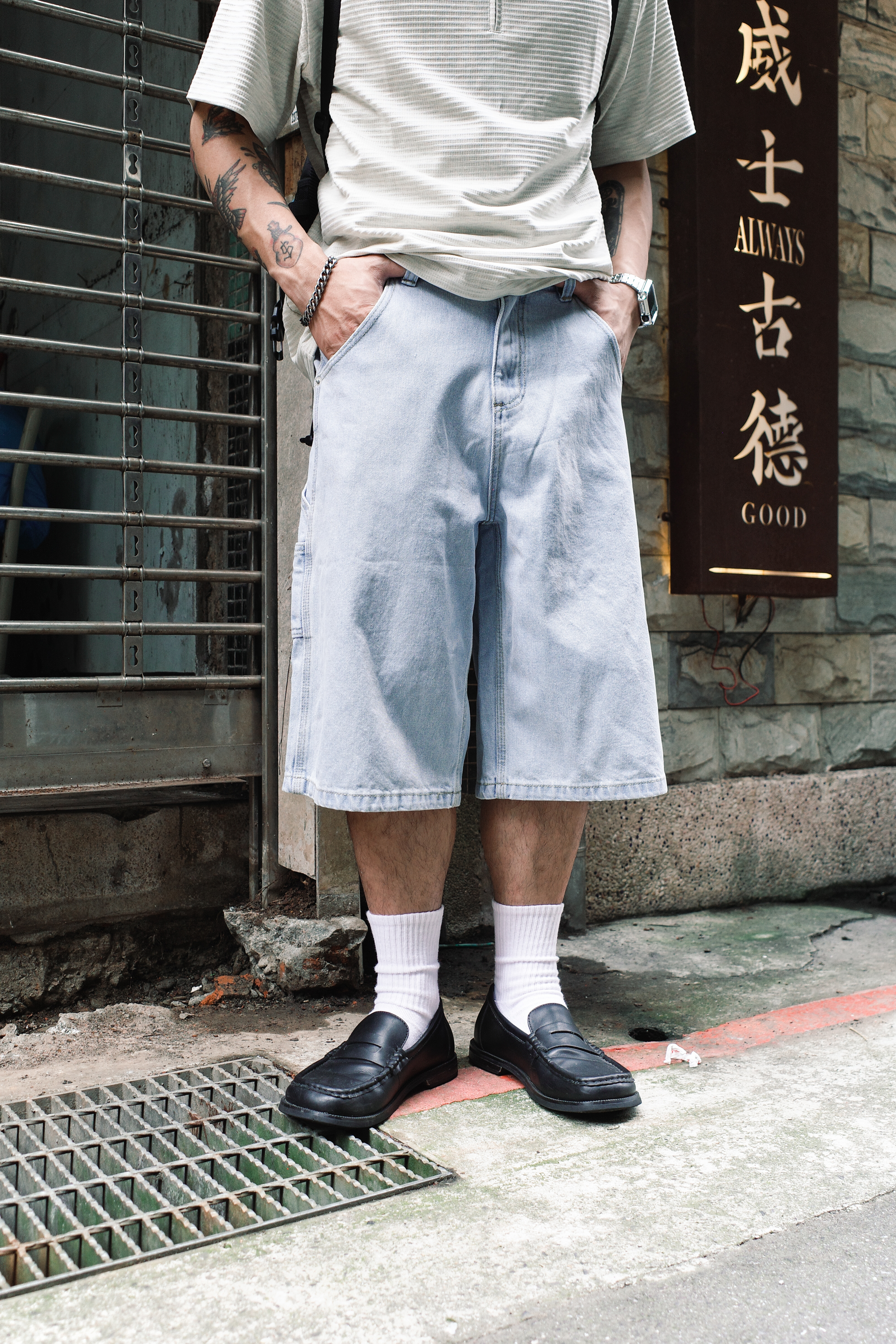 『Always_Good』多口袋 水洗 七分 牛仔 短褲