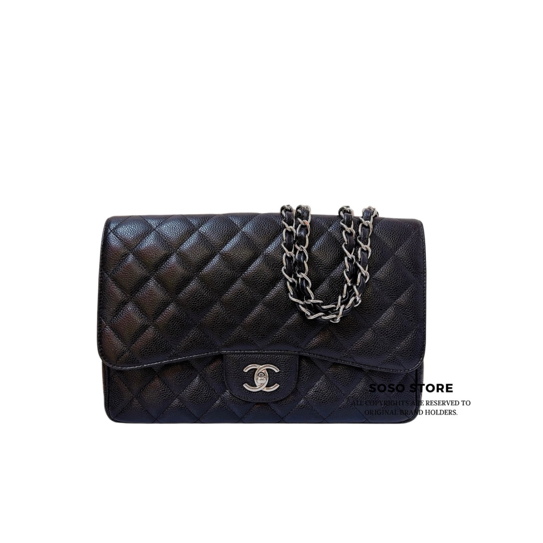Chanel Classic Flap Bag Jumbo - Black / SHW