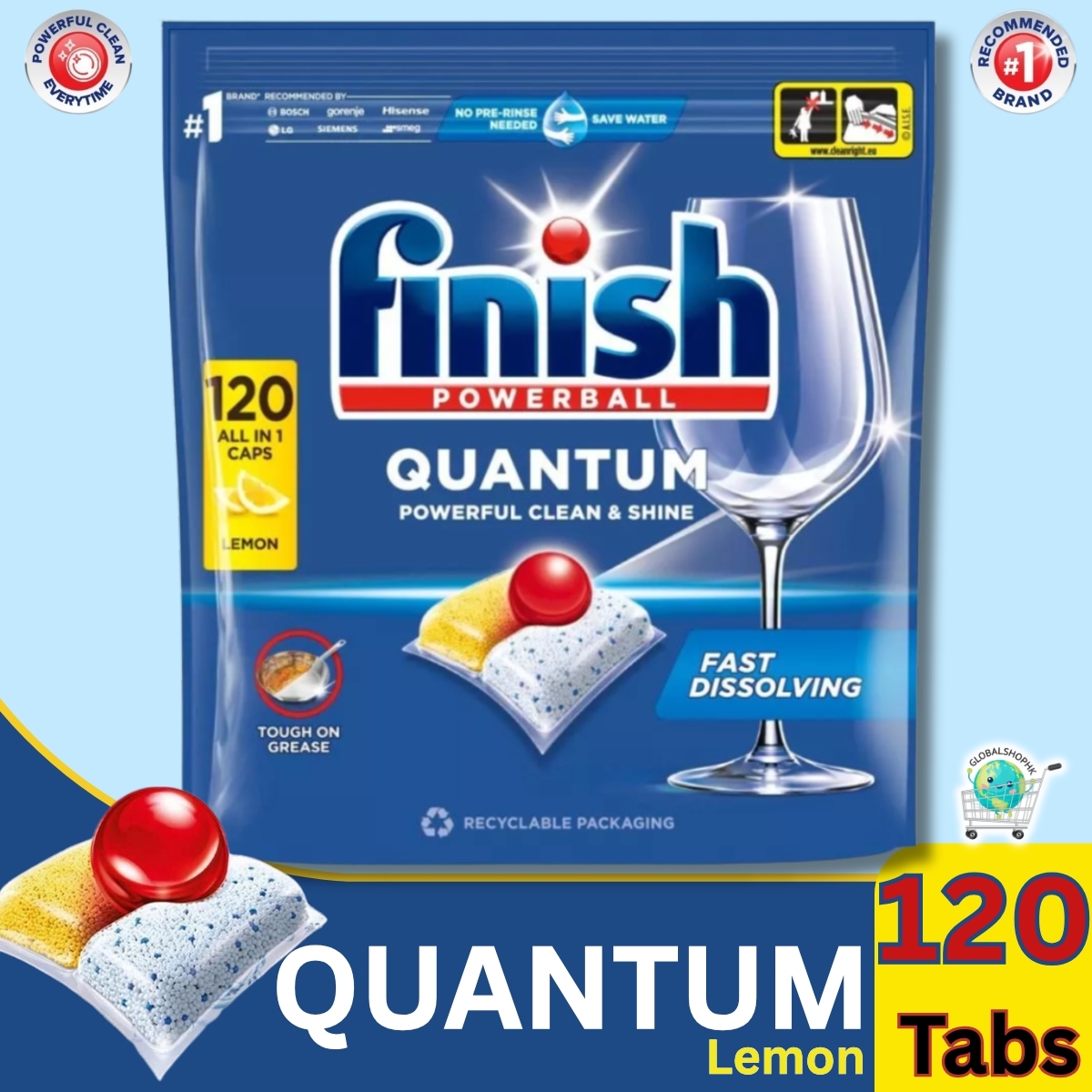 Finish - Quantum 全效洗碗凝珠, 120粒 (檸檬味)