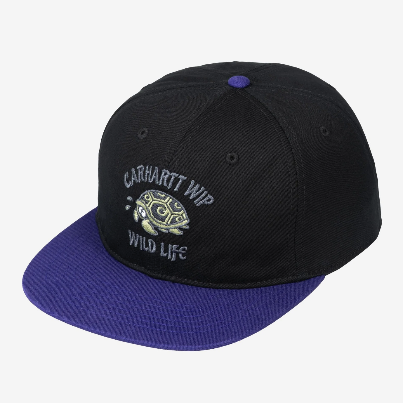 -(E6e03)-CARHARTT WIP WILD LIFE CAP 野生 生活 烏龜 鴨舌帽 黑紫-I036368-89XX