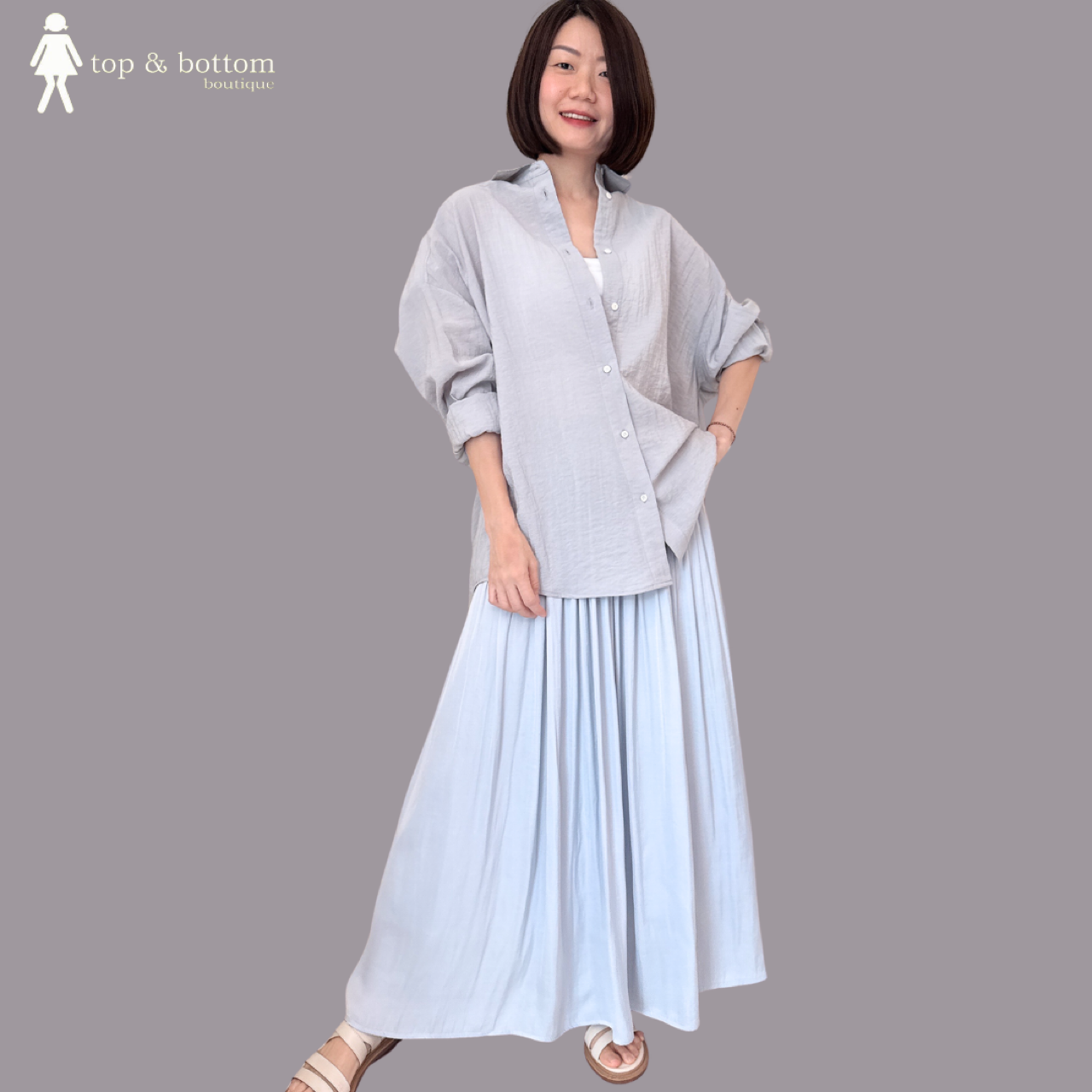 ELASTIC WAISTED SILKY LONG SKIRT