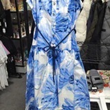 [S] KARL LAGERFELD PORCELAIN BLUE MULTI SLEEVELESS DRESS WITH BELT, LD6YQ791-F6M (SKL1742)