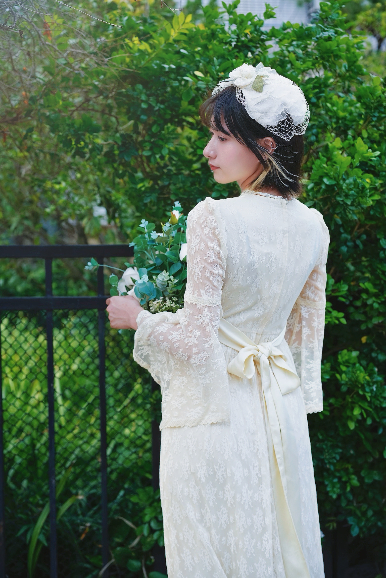 1970s CANDI JONES California Dress / 70 年代 CANDI JONES浪漫蕾絲高腰長禮服