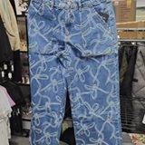 [S] KARL LAGERFELD MEDIUM INDIGO MID RISE BOW JACQUARD CROPPED JEANS, L6TK2G22-M1I (SKL1735)