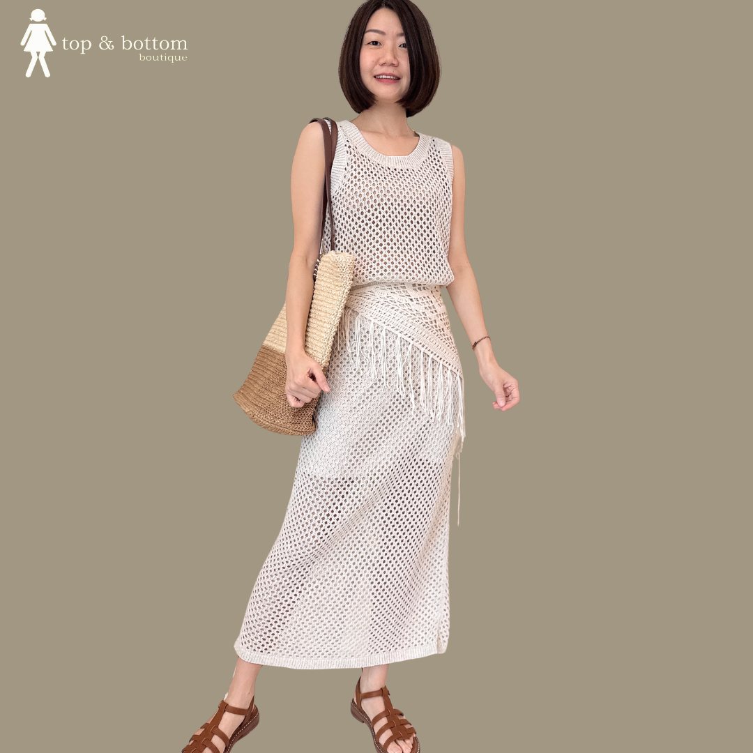 CROCHET TOP & PENCIL SKIRT SET SUIT (2PCS)