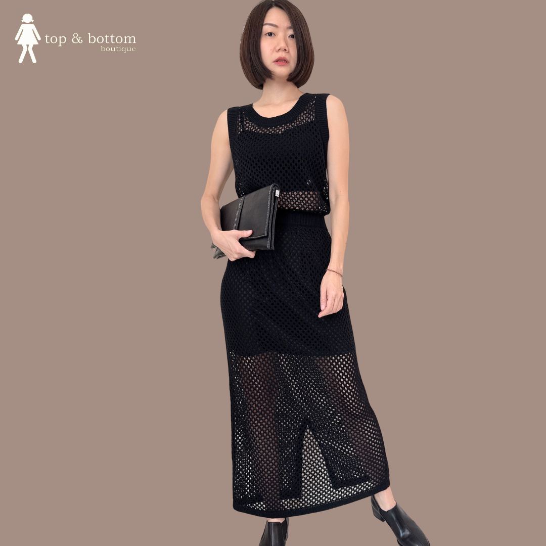 CROCHET TOP & PENCIL SKIRT SET SUIT (2PCS)